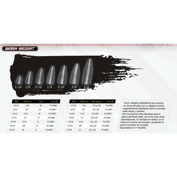 Plomos de pesca Worm Weight 10116
