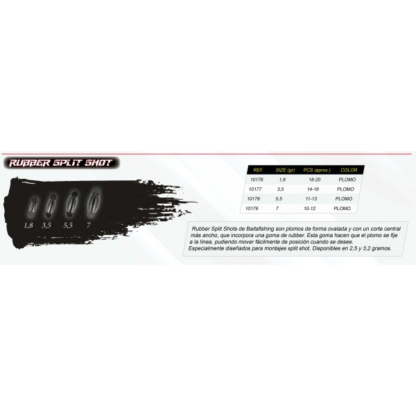 Plomos de pesca Rubber Split Shot BaitsFishing 10177