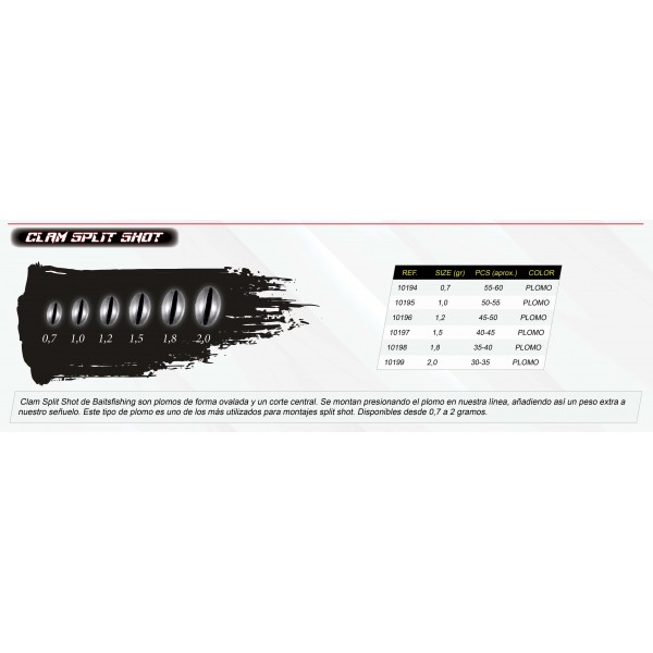 Plomos de pesca Clam Split Shot BaitsFishing 10194